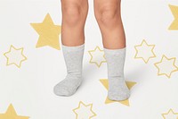 Kid's white socks mockup psd in studio