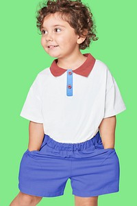 Psd kid's polo shirt and short pants mockup