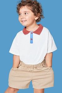 Psd kid's polo shirt and short pants mockup