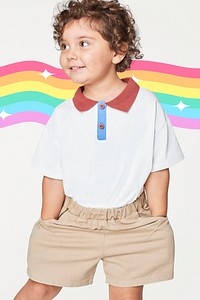 Psd kid's polo shirt and short pants mockup
