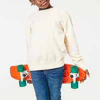 Kid&#39;s jumper psd mockup on a model