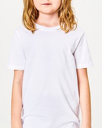 Girl's casual white t shirt studio shot