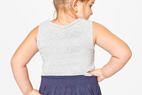 Girl's gray sleeveless mockup psd in studio