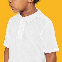 Black boy wearing white collar t shirt psd mockup studio shot