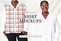 Plus size woman model white shirt apparel template psd mockup