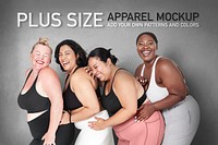Body positivity diverse models sportswear outfit apparel mockup psd