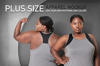 Body positivity curvy woman sportswear plus size apparel women&#39;s fashion psd mockup