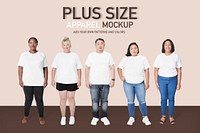 Plus size diverse models outfit apparel psd mockup studio shot