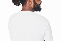 Men&#39;s white t-shirt mockup fashion shoot in studio