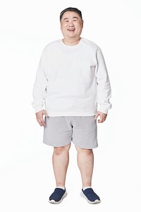 Plus size white jumper apparel mockup psd men's fashion