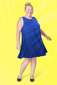Psd plus size model blue dress apparel mockup