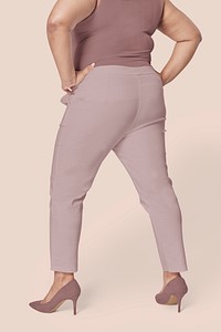 Plus size psd apparel pink top and pants back facing mockup
