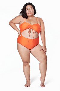 Plus size orange swimsuit apparel women's fashion