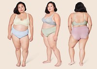 Women's plus size fashion psd colorful lingerie apparel mockup