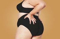 Psd body positivity background happy plus size model posing