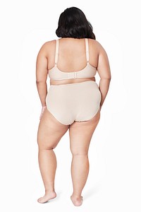 Size inclusive fashion mockup beige lingerie apparel back facing