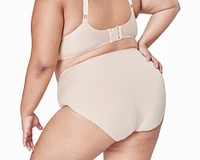 Size inclusive fashion mockup beige lingerie apparel back facing