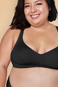 Black bra psd plus size apparel mockup body positivity shoot