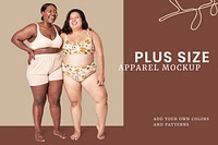 Body positivity psd lingerie happy plus size model posing template