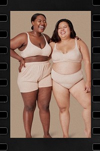 Body positivity psd film strip vintage plus size model posing