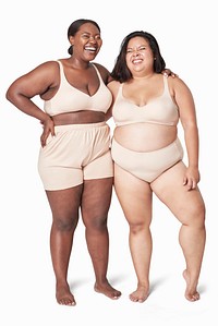 Women's plus size fashion beige lingerie apparel mockup