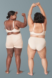 Women's lingerie beige mockup back facing shoot in studio