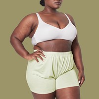 Size inclusive fashion white and green lingerie mockup