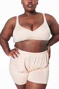 Size inclusive fashion mockup beige lingerie apparel