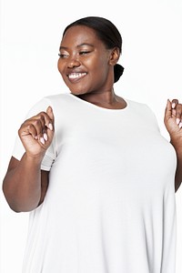 Body positivity psd happy plus size model posing