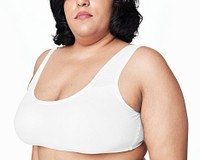 White sport bra psd plus size apparel mockup body positivity shoot