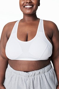 Size inclusive white sportswear apparel women&#39;s fashion mockup psd