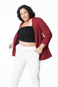 Body positivity psd happy plus size model posing