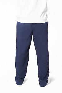Men's white jumper and blue sweatpants mockup fashion shoot