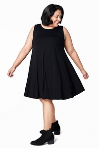 Plus size black dress apparel mockup women's fashion