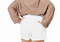 Size inclusive psd women&#39;s fashion white shorts mockup facing back