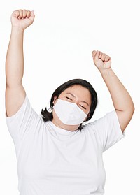 Woman wearing face mask mockup psd due to covid-19 protection