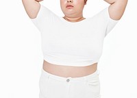 Size inclusive psd white crop top apparel mockup women&#39;s fashion