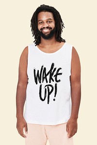 Men's apparel 'Wake Up!' pajamas mockup studio shot