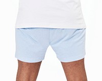 Blue shorts psd pajamas mockup closeup men&#39;s apparel