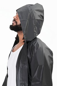 Men's raincoat mockup psd fashion shoot in studio