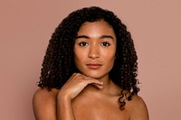 Curly hair Latina woman portrait