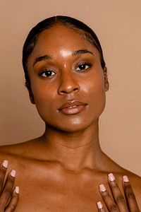 Beautiful African American woman with glowing skin