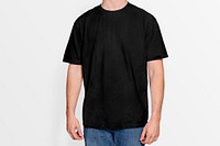 Black T Shirt mockup, men's apparel psd