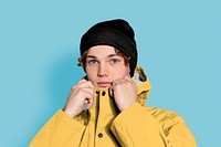 Jacket & beanie mockup, men's winter fashion psd