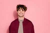 Cute man on pink background