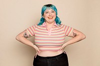 Happy curvy woman, size inclusive fashion