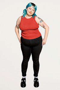 Happy curvy woman, size inclusive fashion