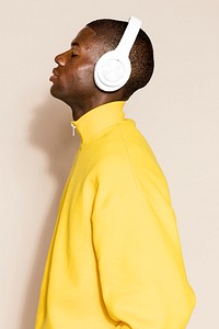 Man listening to music in headphones