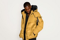 Ski jacket mockup, men's winter apparel psd