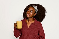 Woman holding a coffee cup